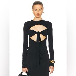 New SIEDRES Lenna black jersey cut out tie front top